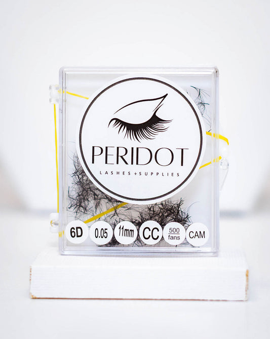 Camellia 6D Lash Fans 0.07 CC Curl – Single Length (500 Fans) | Peridot Lashes